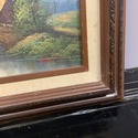 Vintage Oil Painting Swiss Chalet Cottage Stone Br