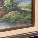 Vintage Oil Painting Swiss Chalet Cottage Stone Br