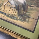 3 Vintage Asian Water Fowl Bird Paintings Gold Foi