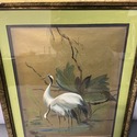 Vintage Asian Water Fowl Bird Painting Gold Foil F