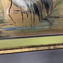 Vintage Asian Water Fowl Bird Painting Gold Foil F
