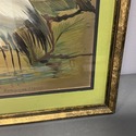 Vintage Asian Water Fowl Bird Painting Gold Foil F