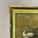 Vintage Asian Water Fowl Bird Painting Gold Foil F