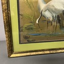 Vintage Asian Water Fowl Bird Painting Gold Foil F