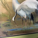 Vintage Asian Water Fowl Bird Painting Gold Foil F