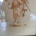 Antique Steel Engraving Child Holding Lamb Staff b