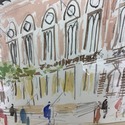 Signed Joe Baker Watercolor Painting Academy of Mu