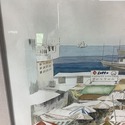 Kaza Kato Watercolor Painting Seaside Shopping Dis