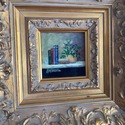 Small Framed Painting Still Life Books Plant Signe