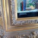 Small Framed Painting Still Life Books Plant Signe