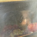 Antique Oil Painting Still Life Fruit w Jug Dark M