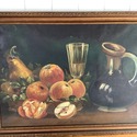 Vintage Oil Painting on Canvas Still Life Fruit Ju
