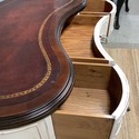Vintage Kidney Shape Writing Desk 7 Drawers Open B