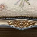 French Needlepoint Floral Long Bench Curved Legs G