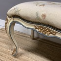 French Needlepoint Floral Long Bench Curved Legs G