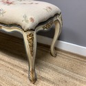 French Needlepoint Floral Long Bench Curved Legs G