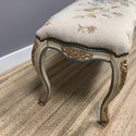 French Needlepoint Floral Long Bench Curved Legs G
