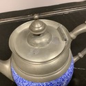 Graniteware Pewter Teapot Cobalt Blue White Speckl