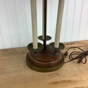 Vintage Triple Candlestick Table Lamp Wood Metal R