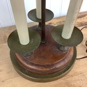 Vintage Triple Candlestick Table Lamp Wood Metal R