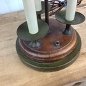 Vintage Triple Candlestick Table Lamp Wood Metal R