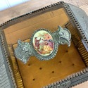 Vintage Casket Box Jewelry Trinket Amber Beveled G