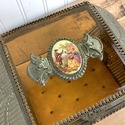Vintage Casket Box Jewelry Trinket Amber Beveled G