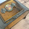 Vintage Casket Box Jewelry Trinket Amber Beveled G