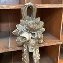 Antique Hanging Wall Clock Case Gold Ceramic Flora