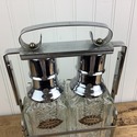 Mid Century Modern Decanter Set Chrome Glass Vodka