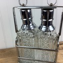 Mid Century Modern Decanter Set Chrome Glass Vodka