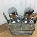 Mid Century Modern Decanter Set Chrome Glass Vodka