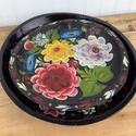 Made in Mexico Pair Wood Bowls Tray Round Hand Pai