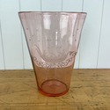 Antique Large Pink Glass Vase Hand Blown Etched Ga