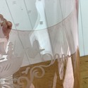 Antique Large Pink Glass Vase Hand Blown Etched Ga