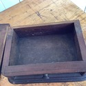 Antique Primitive Wood Box Flip Top Lid Disconnect