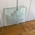 4 Sandblasted Glass Panels Leaf Tally 1994 Contemp