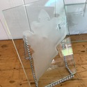 4 Sandblasted Glass Panels Leaf Tally 1994 Contemp