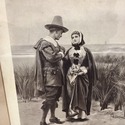 Antique Print Etching Courtship of Miles Standish 