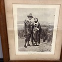Antique Print Etching Courtship of Miles Standish 