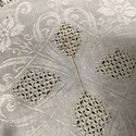 5 Vintage Round Doilies Long Fringe Damask Centers