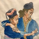 Drawing African Females Embracing Tribal Garb Sign