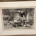 French Country Antique Print Poultry Yard Roosters