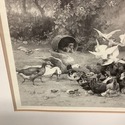 French Country Antique Print Poultry Yard Roosters