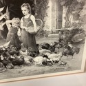 French Country Antique Print Poultry Yard Roosters