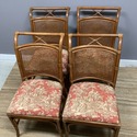 4 Vintage Faux Bamboo Cane Back Dining Room Chairs