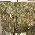 Vintage Oil Painting Landscape Tall Trees Old Styl