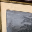 Antique Charcoal Drawing Dark Moody Cows River Sto