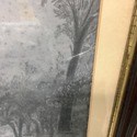 Antique Charcoal Drawing Dark Moody Cows River Sto