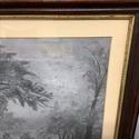 Antique Charcoal Drawing Dark Moody Cows River Sto